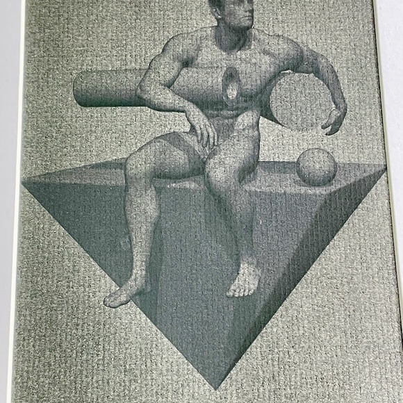Signed Original Drawing Illustration of Male Figure & Geometric Shapes - Picture 3 of 9